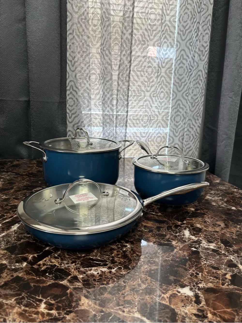 Princess House Blue Nonstick Cookware Set with Glass Lids